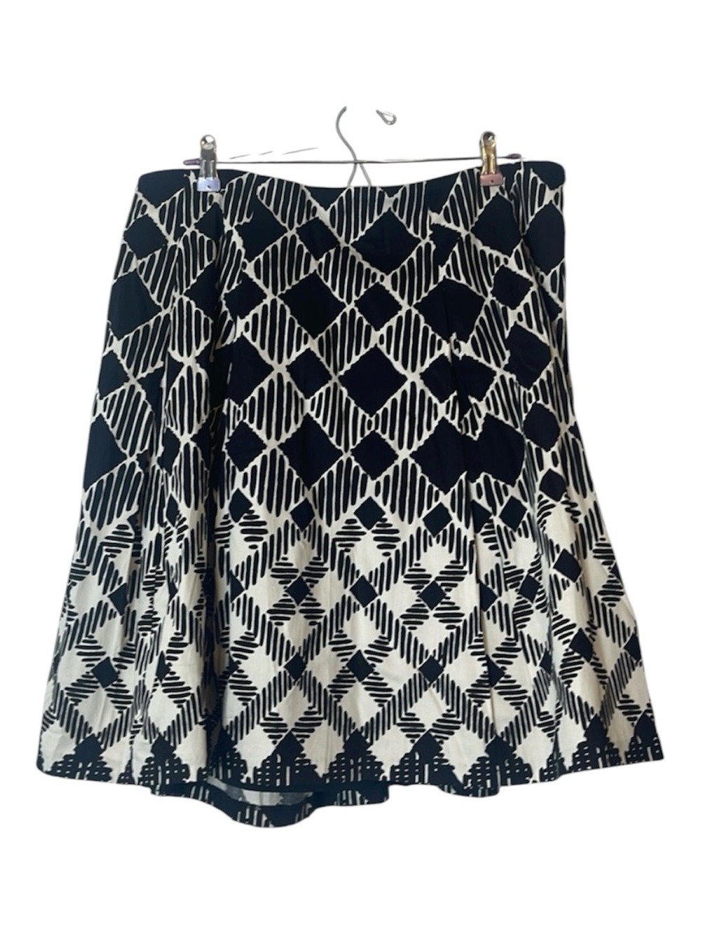 Talbots Geometric Print Full Skirt Black and Cream Size 16W
